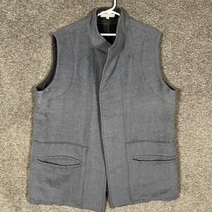 OPUS 204 Vest Womens 3 Gray Wool Long Sleeveless Collar Open Front Pockets